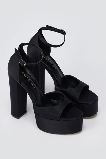TFP - Platform Sandals - Black Satin
