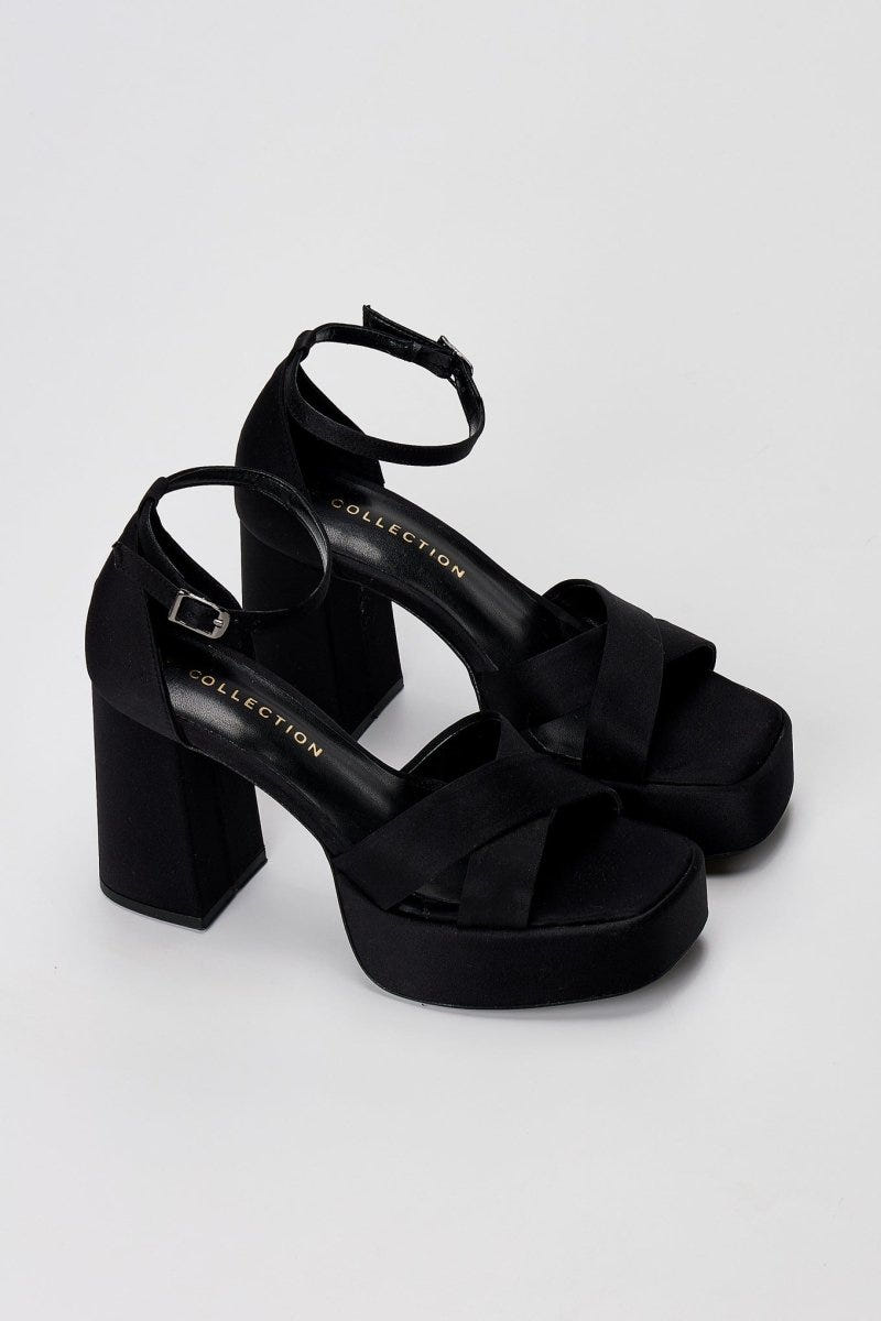 TFP - Platform Sandals - Black Satin