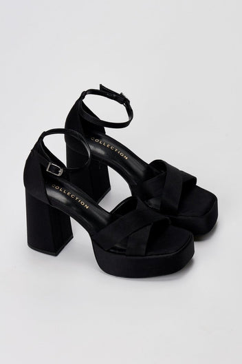 TFP - Platform Sandals - Black Satin