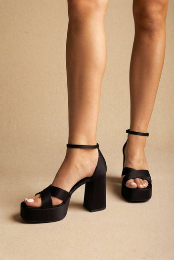 TFP - Platform Sandals - Black Satin