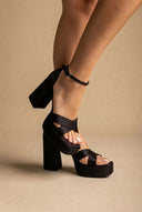 TFP - Platform Sandals - Black Satin