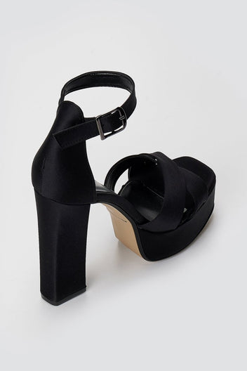 TFP - Platform Sandals - Black Satin