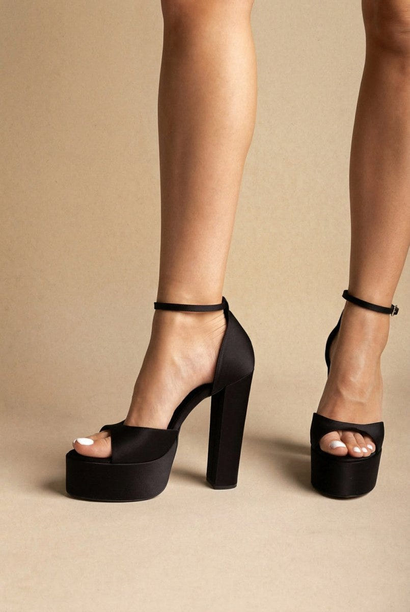 TFP - Platform Sandals - Black Satin