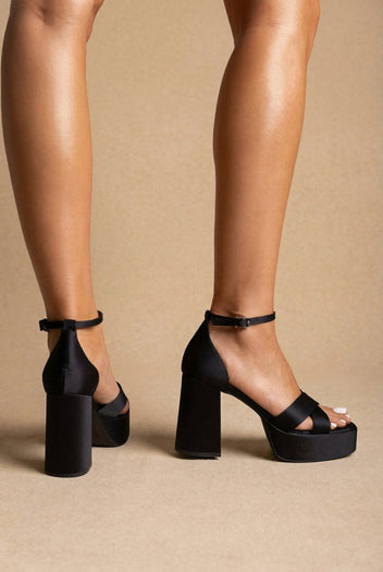 TFP - Platform Sandals - Black Satin