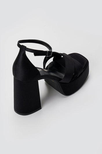 TFP - Platform Sandals - Black Satin