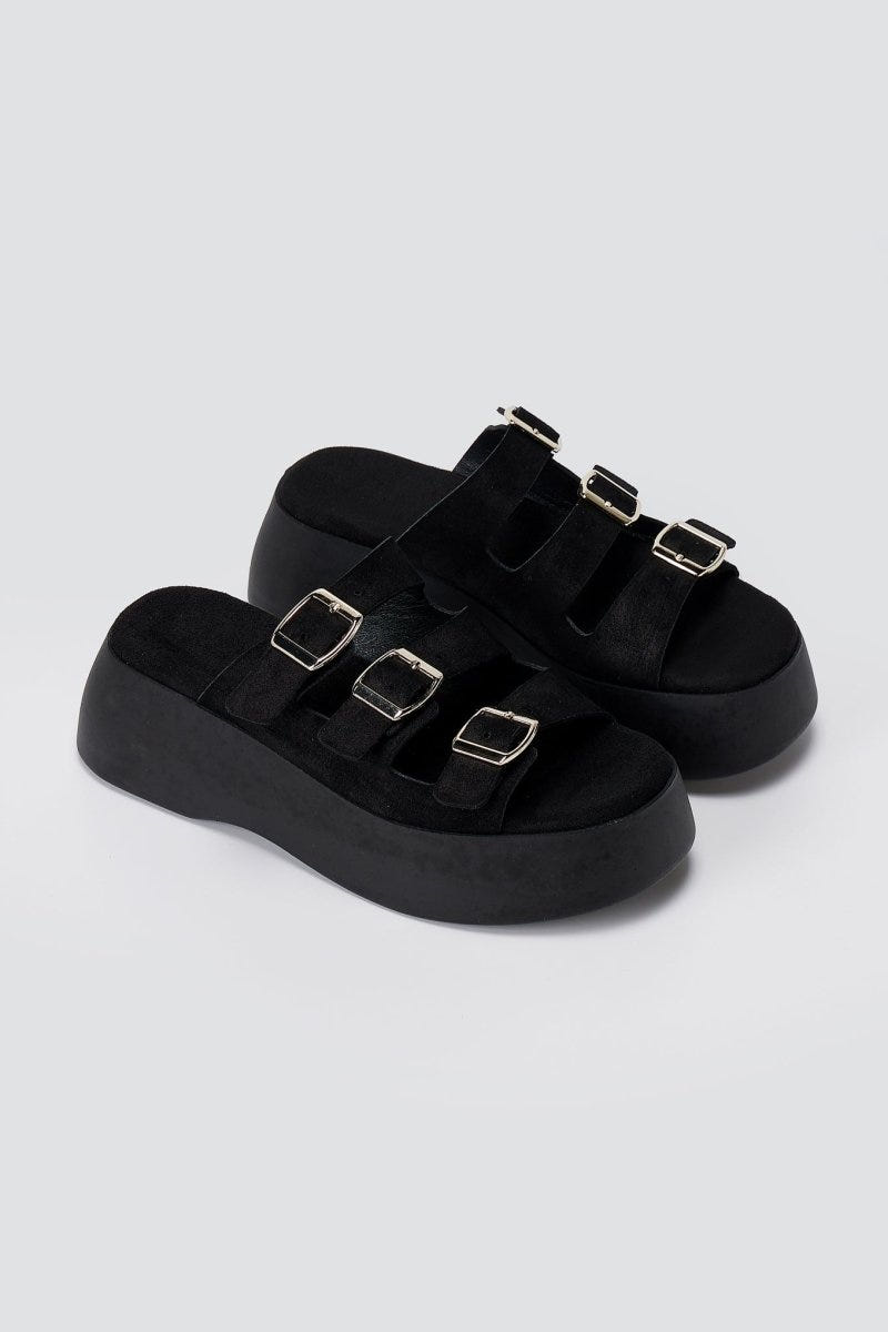 Estil - Platform Sandals - Black Suede