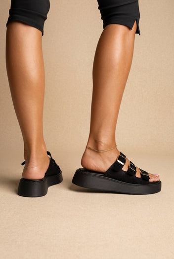 Estil - Platform Sandals - Black Suede