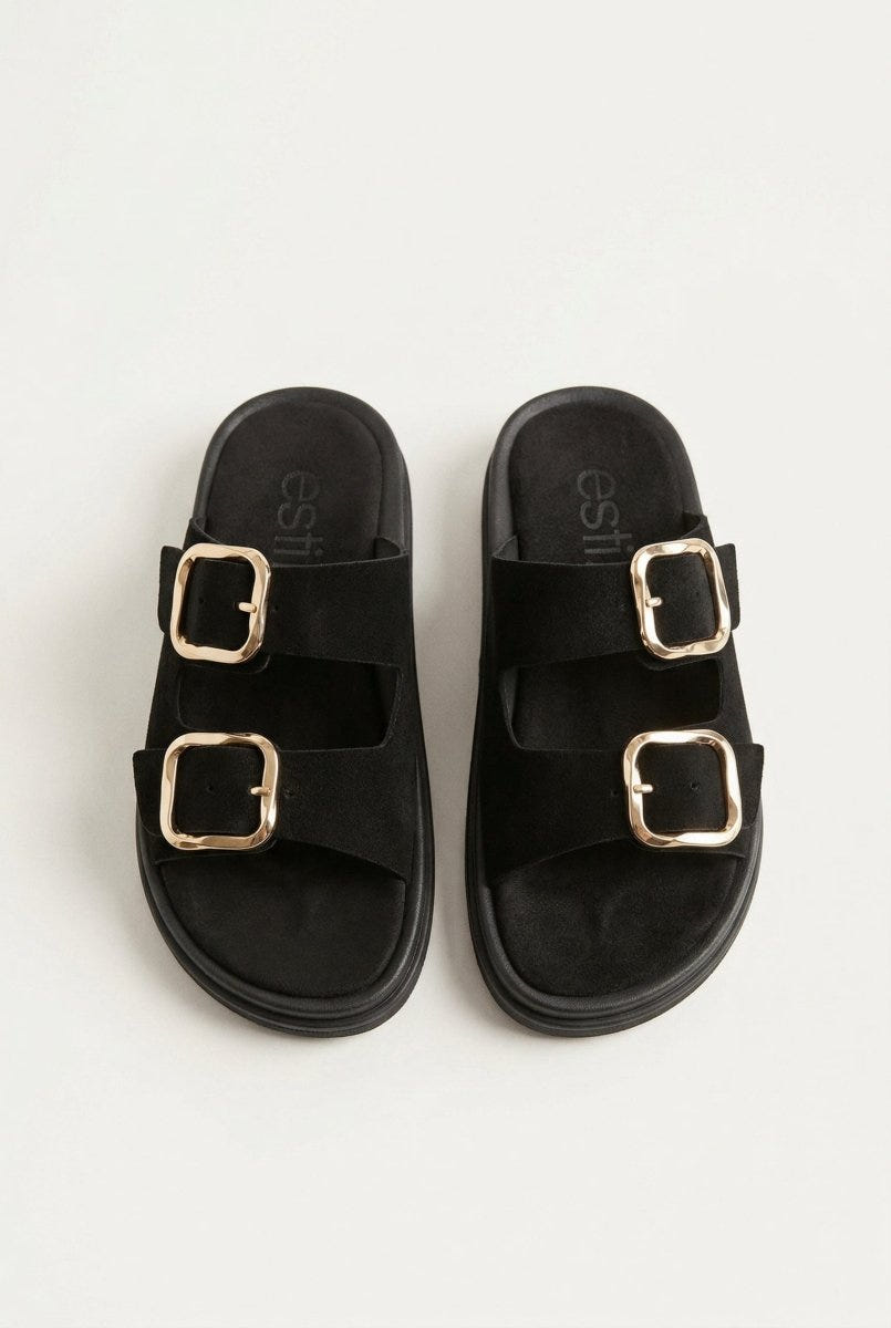 Estil - Platform Sandals - Black Suede