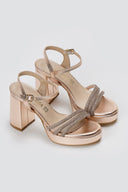 RAGAZZA - Platform Sandals Block Heel 039 - Champagne Metallic
