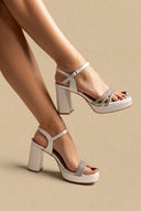 RAGAZZA - Platform Sandals Block Heel 039 - White Pearl