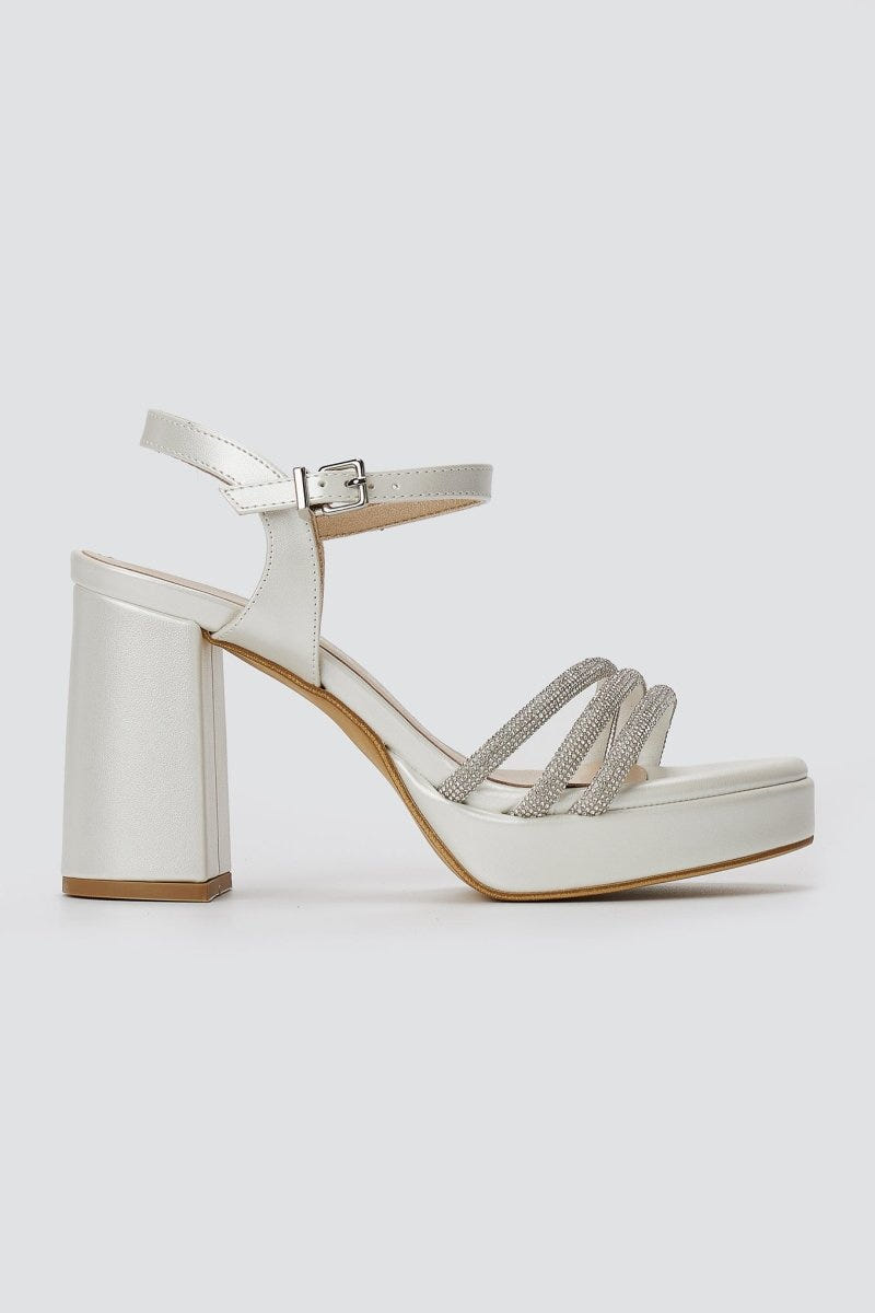 RAGAZZA - Platform Sandals Block Heel 039 - White Pearl