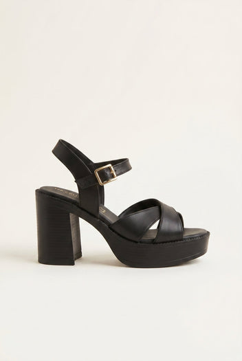 TFP - Platform Sandals Block Heel - Black Matte