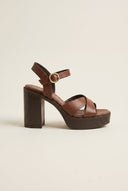TFP - Platform Sandals Block Heel - Brown Matte