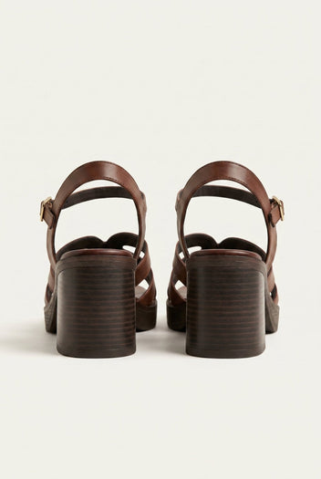 TFP - Platform Sandals Block Heel - Dark Brown Matte