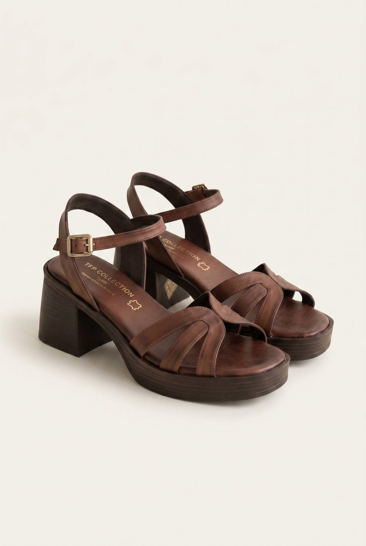 TFP - Platform Sandals Block Heel - Dark Brown Matte
