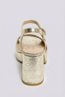Ideal shoes - Platform Sandals Block Heel - Gold