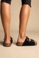 MARQUIIZ - Platform Sandals Bold Buckles - Black Suede