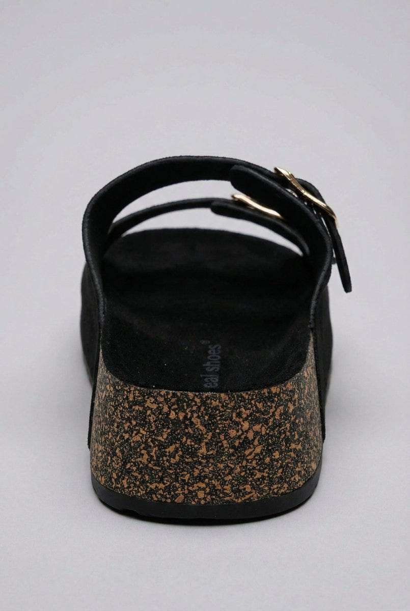 MARQUIIZ - Platform Sandals Bold Buckles - Black Suede