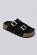 MARQUIIZ - Platform Sandals Bold Buckles - Black Suede