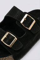 MARQUIIZ - Platform Sandals Bold Buckles - Black Suede