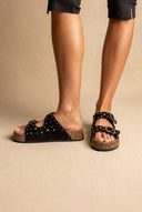 MARQUIIZ - Platform Sandals Bold Buckles - Black Suede