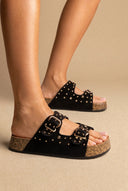 MARQUIIZ - Platform Sandals Bold Buckles - Black Suede