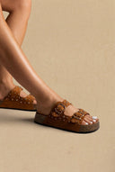 MARQUIIZ - Platform Sandals Bold Buckles - Camel Suede