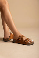 MARQUIIZ - Platform Sandals Bold Buckles - Camel Suede