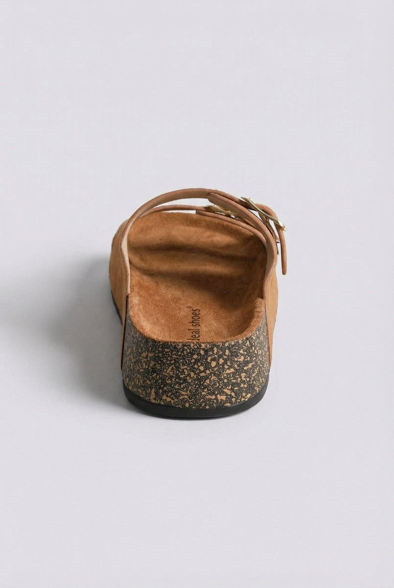 MARQUIIZ - Platform Sandals Bold Buckles - Tan Suede