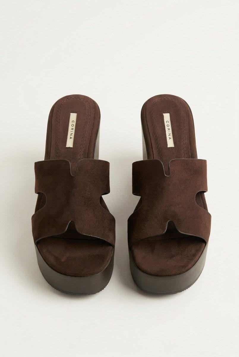 CORINA - Platform Sandals - Brown Suede