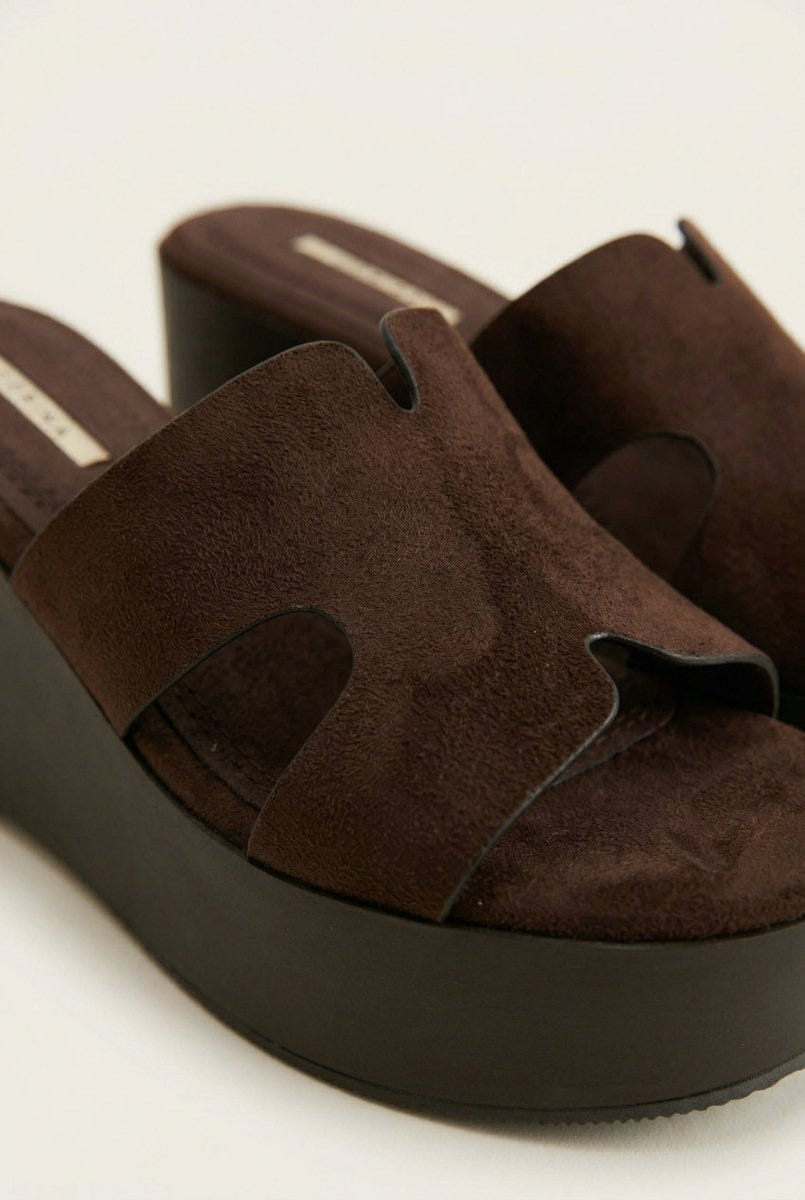 CORINA - Platform Sandals - Brown Suede
