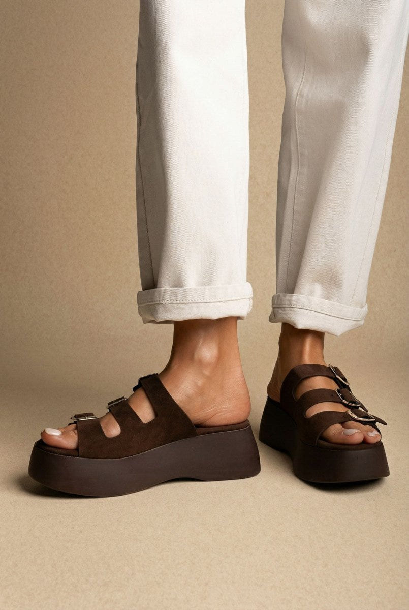 Estil - Platform Sandals - Brown Suede