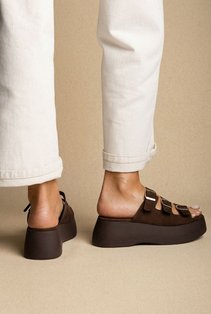 Estil - Platform Sandals - Brown Suede