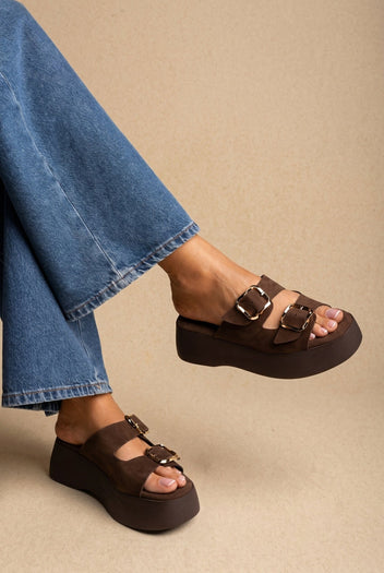 Estil - Platform Sandals - Brown Suede