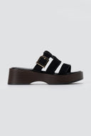 ERYNN - Platform Sandals Buckle Strap - Black Suede