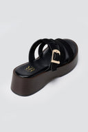 ERYNN - Platform Sandals Buckle Strap - Black Suede