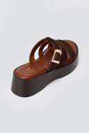 ERYNN - Platform Sandals Buckle Strap - Brown Suede