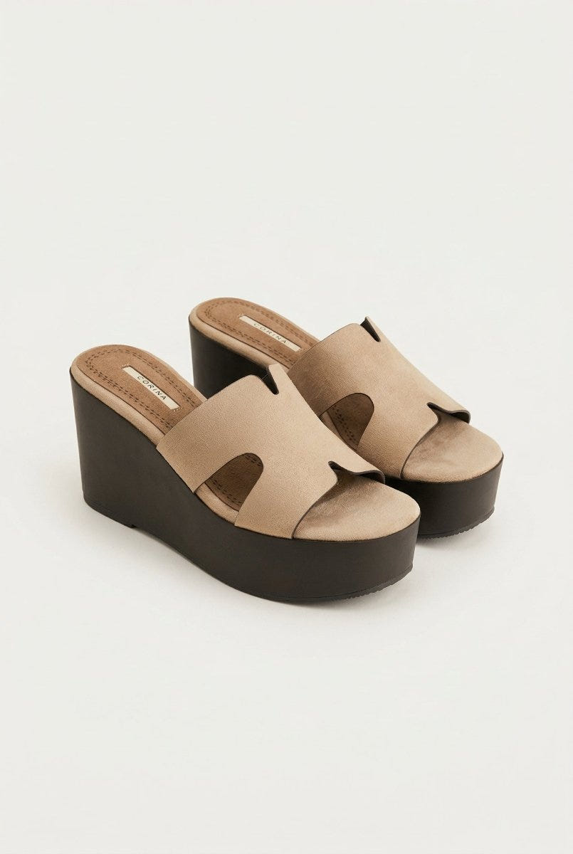 CORINA - Platform Sandals - Camel Suede