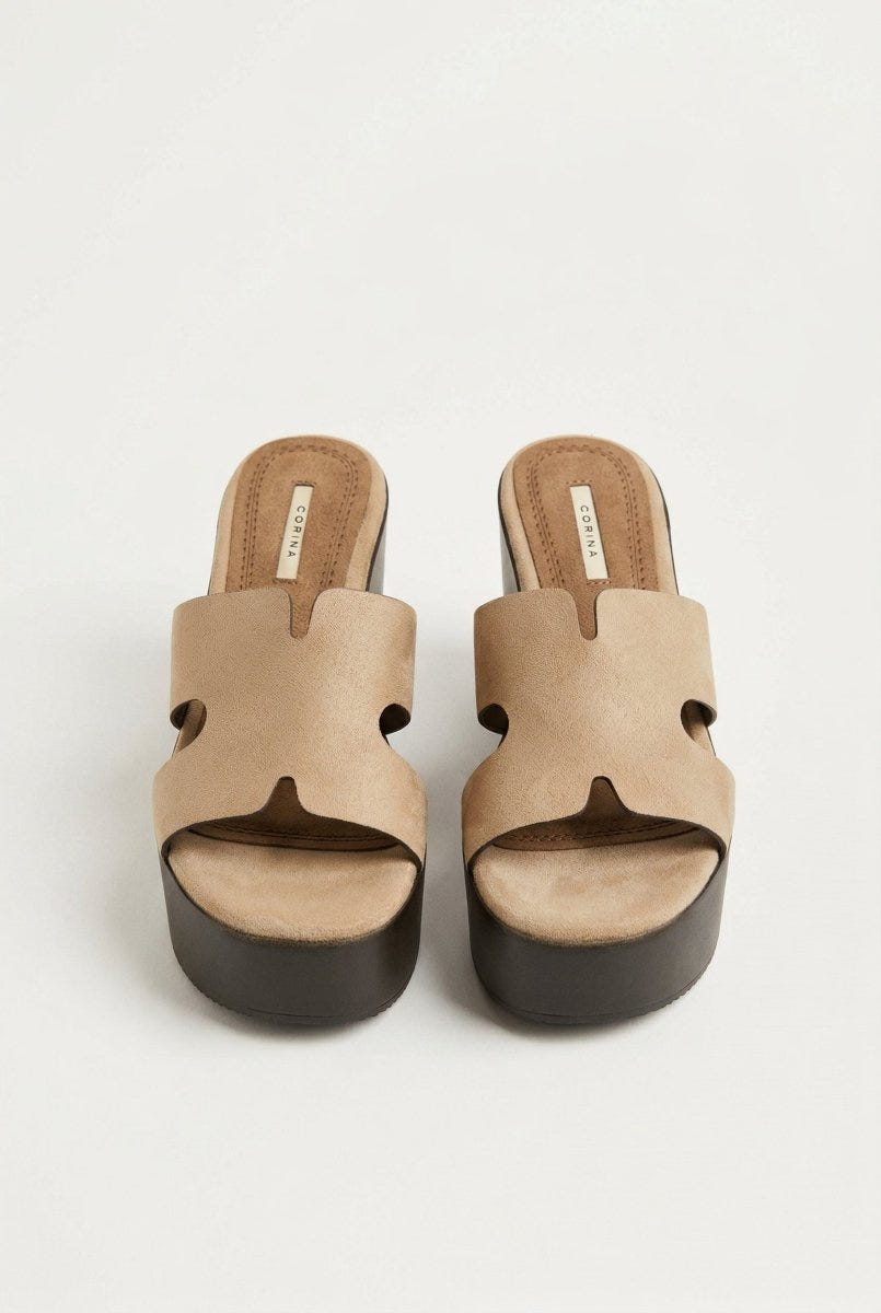 CORINA - Platform Sandals - Camel Suede