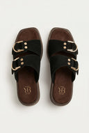 ERYNN - Platform Sandals Metal Detail - Black Suede