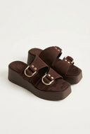 ERYNN - Platform Sandals Metal Detail - Brown Suede