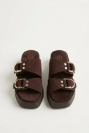 ERYNN - Platform Sandals Metal Detail - Brown Suede