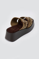 ERYNN - Platform Sandals Metal Detail - Olive Suede