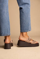 ERYNN - Platform Sandals Metal Detail - Taupe Suede