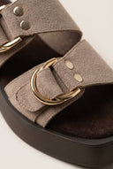 ERYNN - Platform Sandals Metal Detail - Taupe Suede