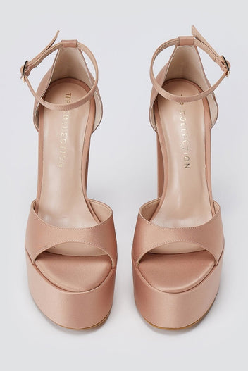 TFP - Platform Sandals - Nude Satin