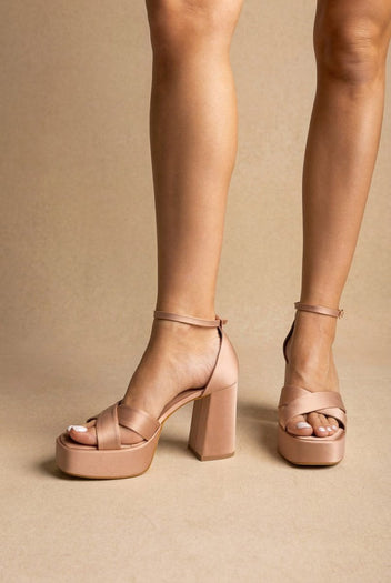 TFP - Platform Sandals - Nude Satin