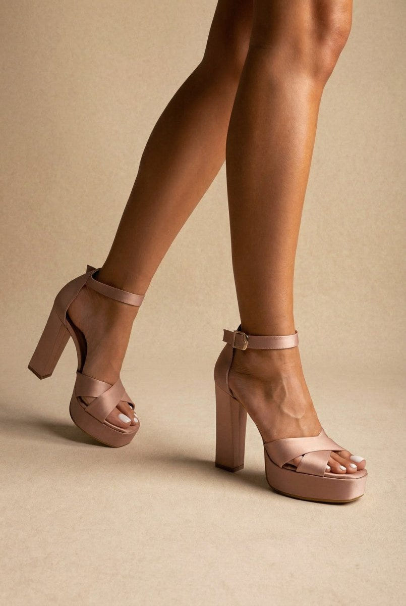 TFP - Platform Sandals - Nude Satin