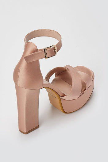 TFP - Platform Sandals - Nude Satin