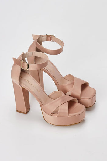 TFP - Platform Sandals - Nude Satin